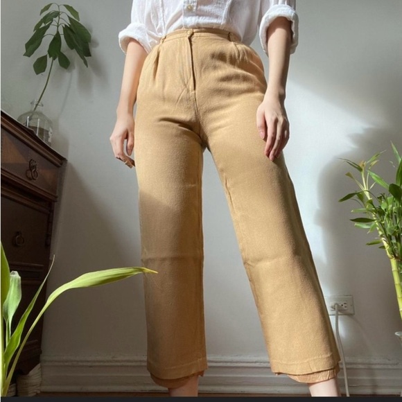 Liz Claiborne Tan Cropped Ankle Pants Wide-Leg - Picture 1 of 14